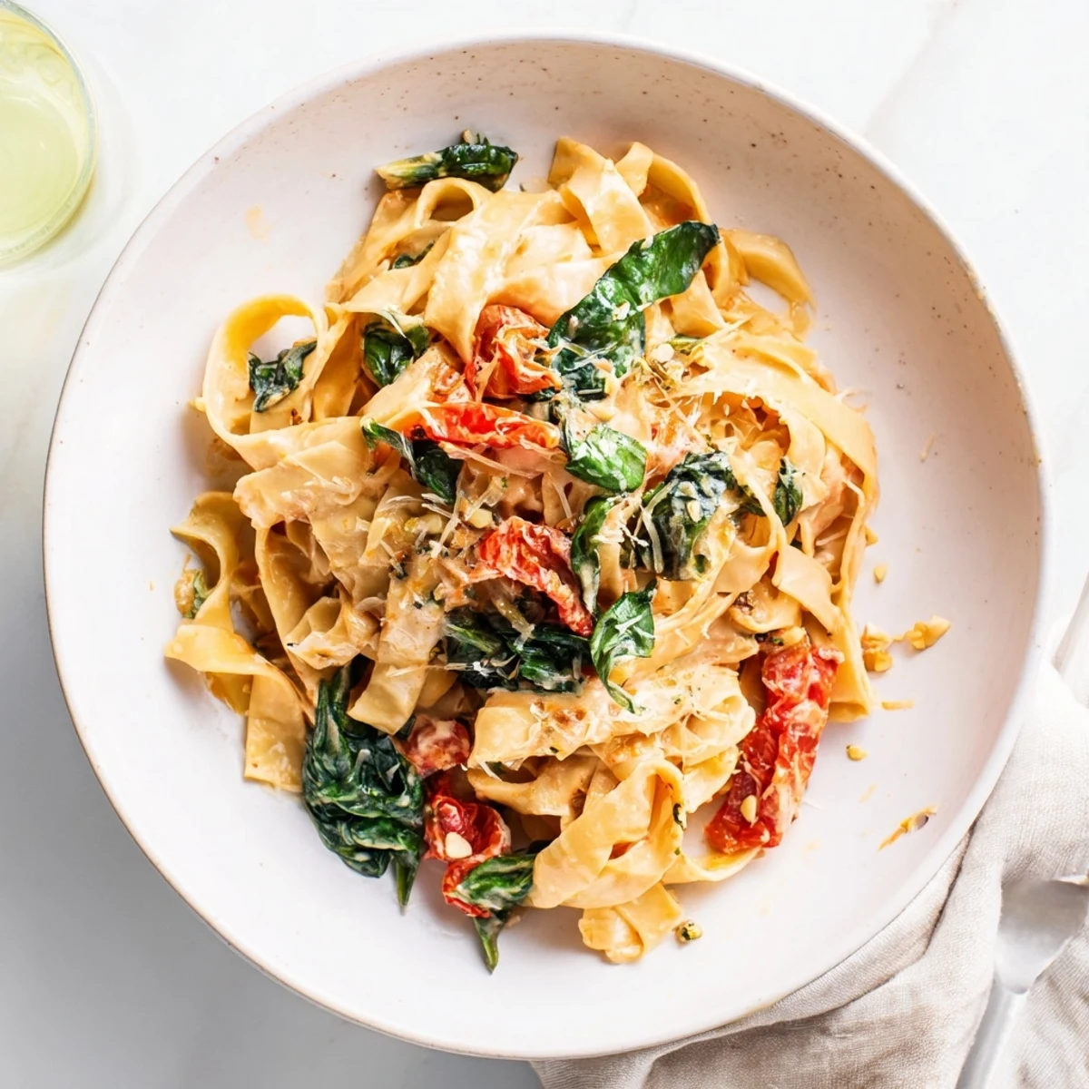 Delicious One-Pot Creamy Tuscan Garlic Herb Pasta, a vegetarian delight in a rich, creamy garlic sauce.