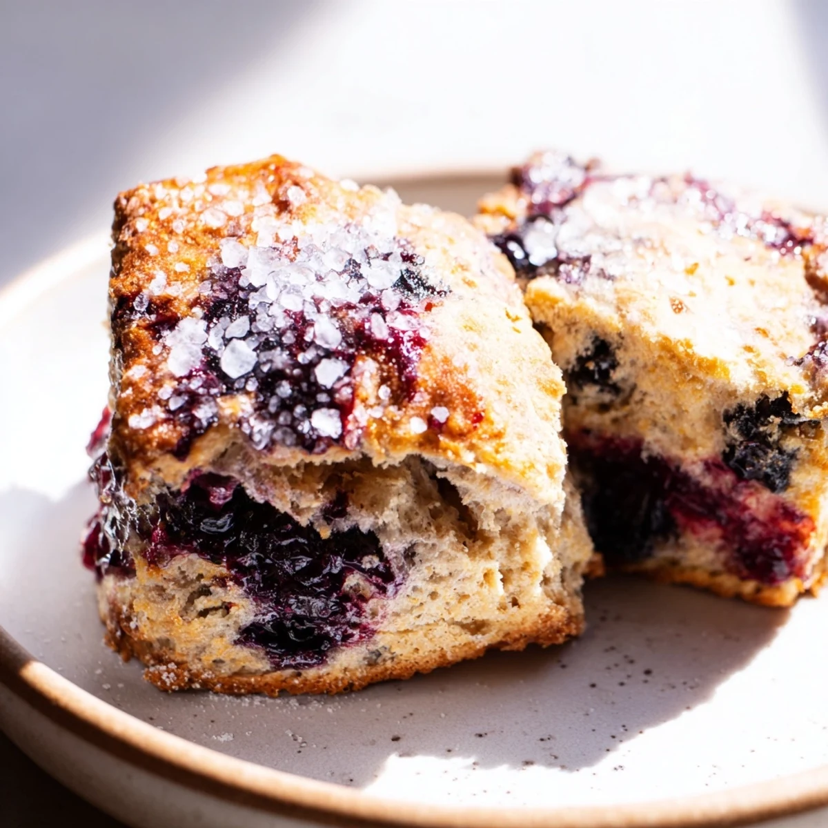 Warm baked Rustic Birch-Warm Blueberry Scones, golden, flaky, and bursting with plump, juicy blueberries.