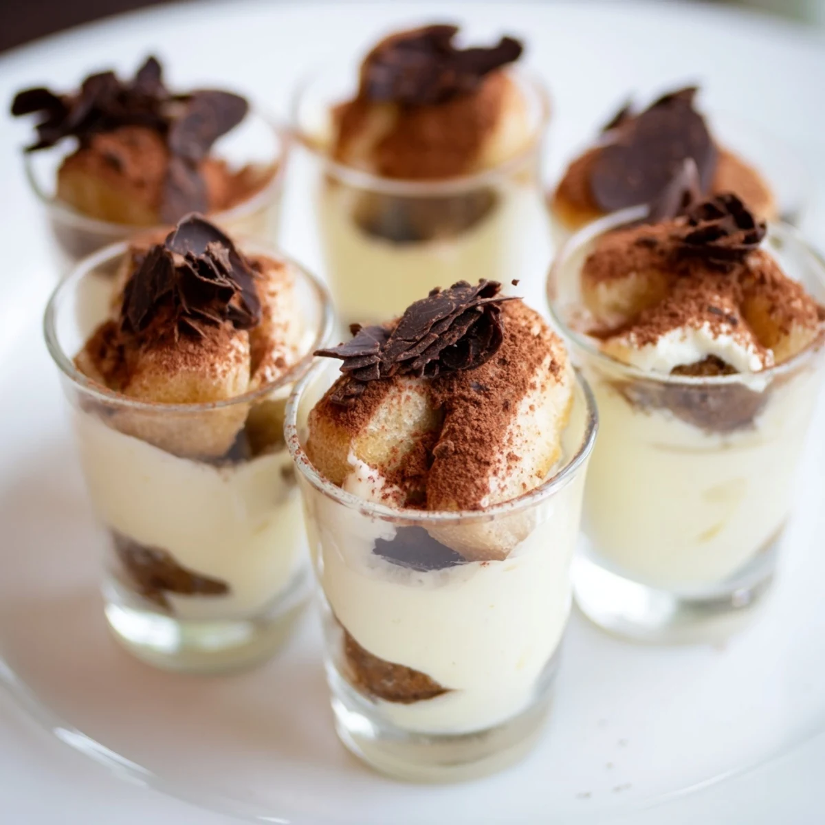 Countdown Tiramisu Shots: layers of creamy mascarpone and coffee-soaked ladyfingers ready to enjoy.