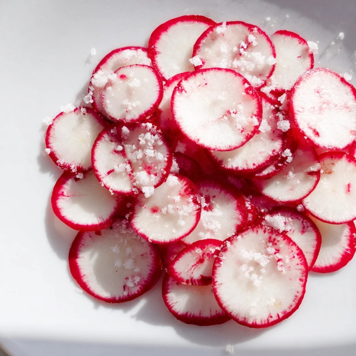 Thinly sliced Radish Slices with Sea Salt, a vibrant, peppery snack ready in minutes.