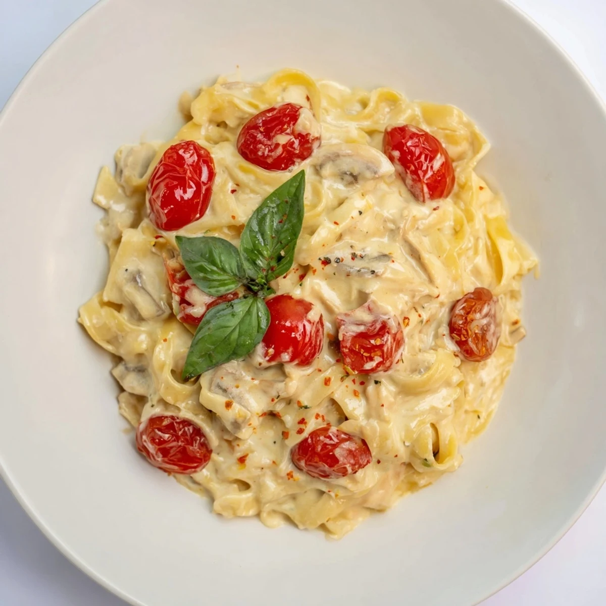 A close-up of delicious Baked Brie Pasta Sauce, featuring creamy brie and fettuccine.