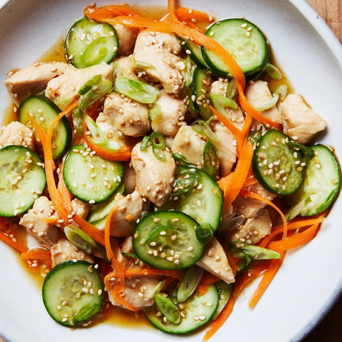 This Deli Container Shaker Chicken Salad overflows with juicy chicken, crunchy veggies, mixed with a savory dressing.