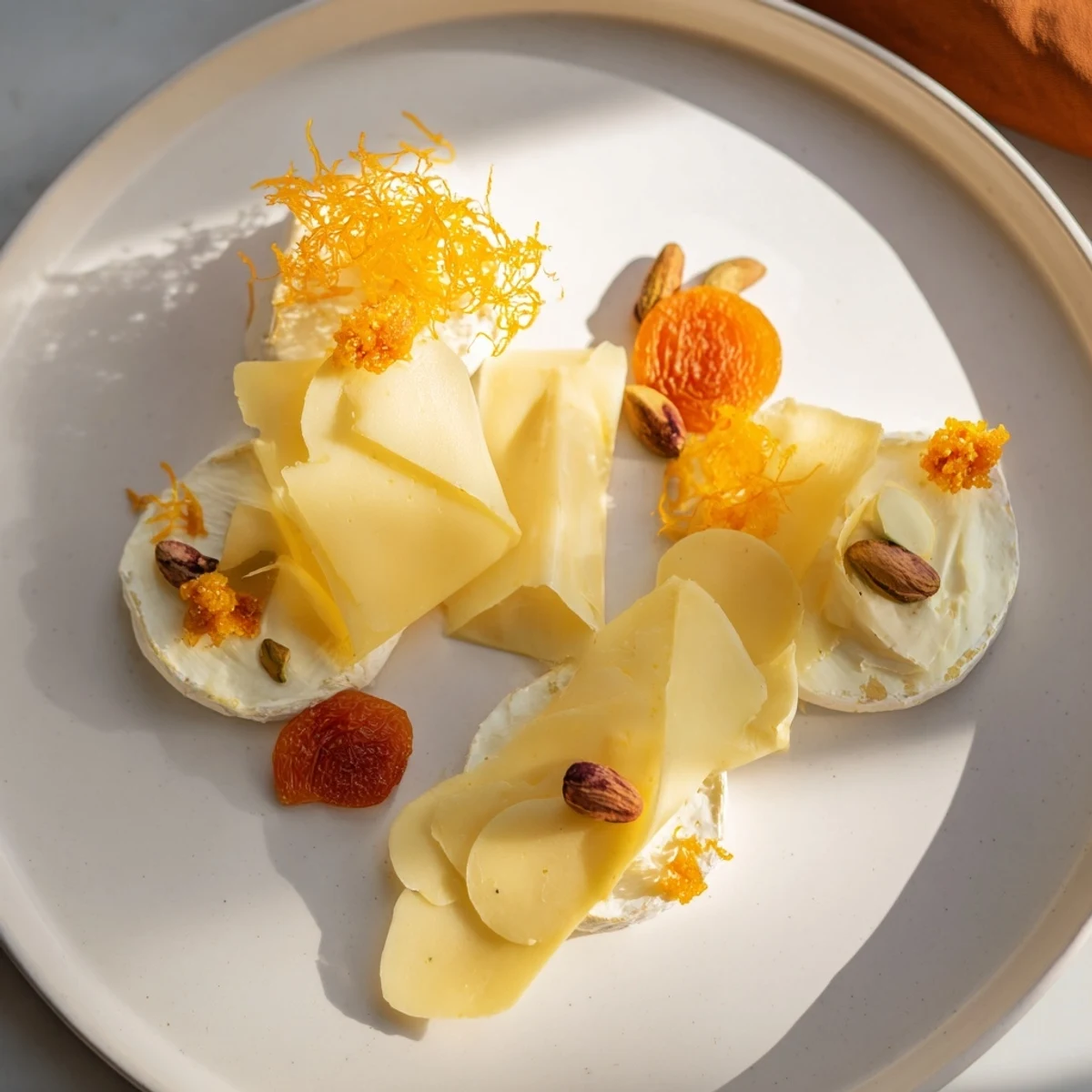 Indulge in The Saffron Silk: This cheese board features luxurious spreads and artfully arranged cheeses with tasty additions.