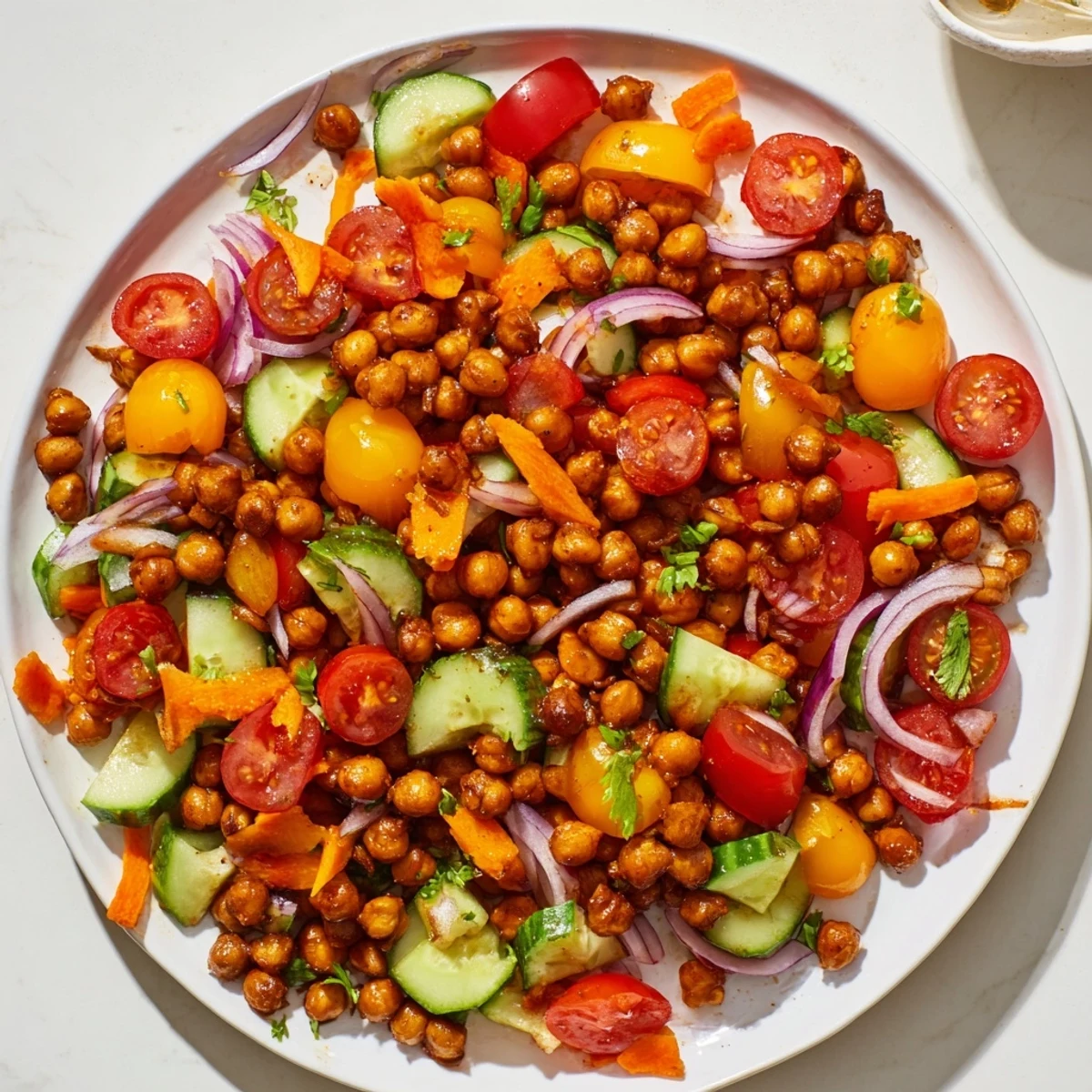 Enjoy a delicious bowl of BBQ Chickpea Salad, ideal for a light, healthy vegetarian meal.