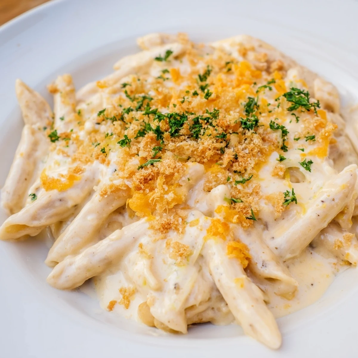 A creamy, vibrant High-Protein Mac & Cheese, with melted cheese swirled over tender pasta for dinner.