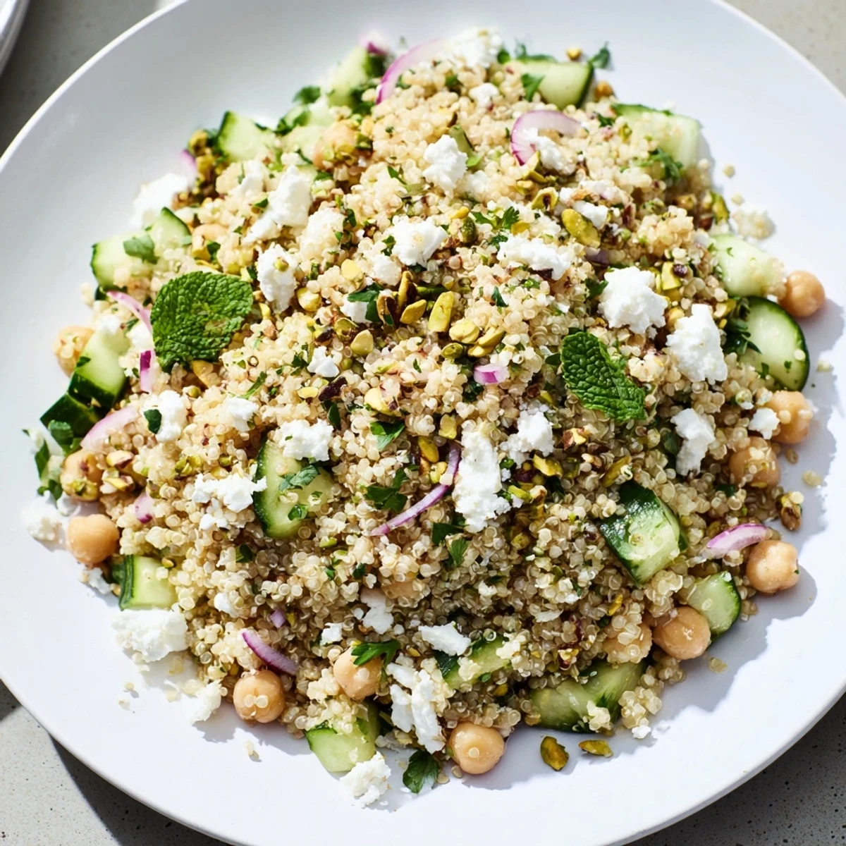 Vibrant Jennifer Aniston Salad: a medley of colorful veggies, feta, and toasted nuts, ready to eat!
