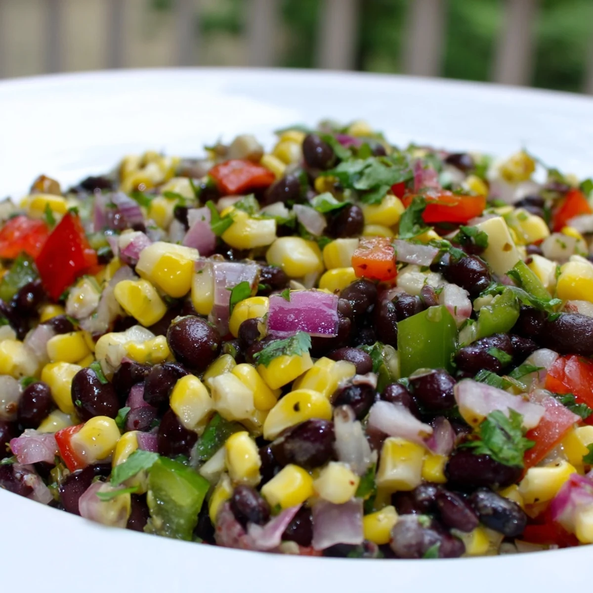 Vibrant Cowboy Caviar Salad boasts colorful bell peppers, black beans, and a zesty lime dressing.