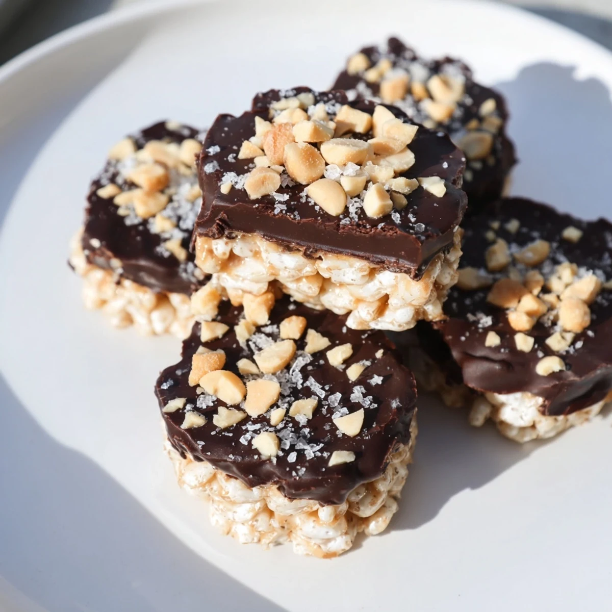 Indulge in these easy homemade peanut butter chocolate rice cakes with a delightful crunchy and creamy sensation.