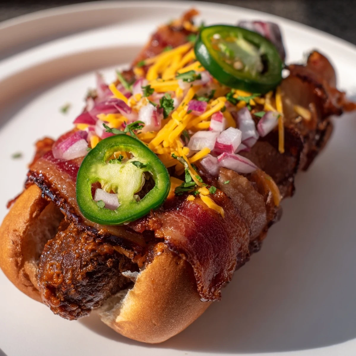Mexican hot dogs beef bacon