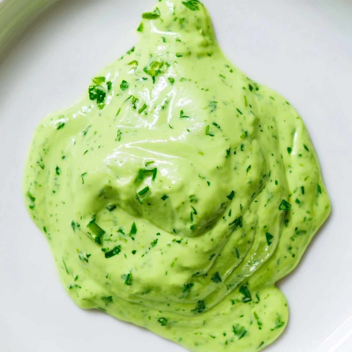 A bright bowl of Green Goddess Dressing surrounded by crisp vegetable crudités like cucumber slices, carrot sticks, and cherry tomatoes for dipping.  