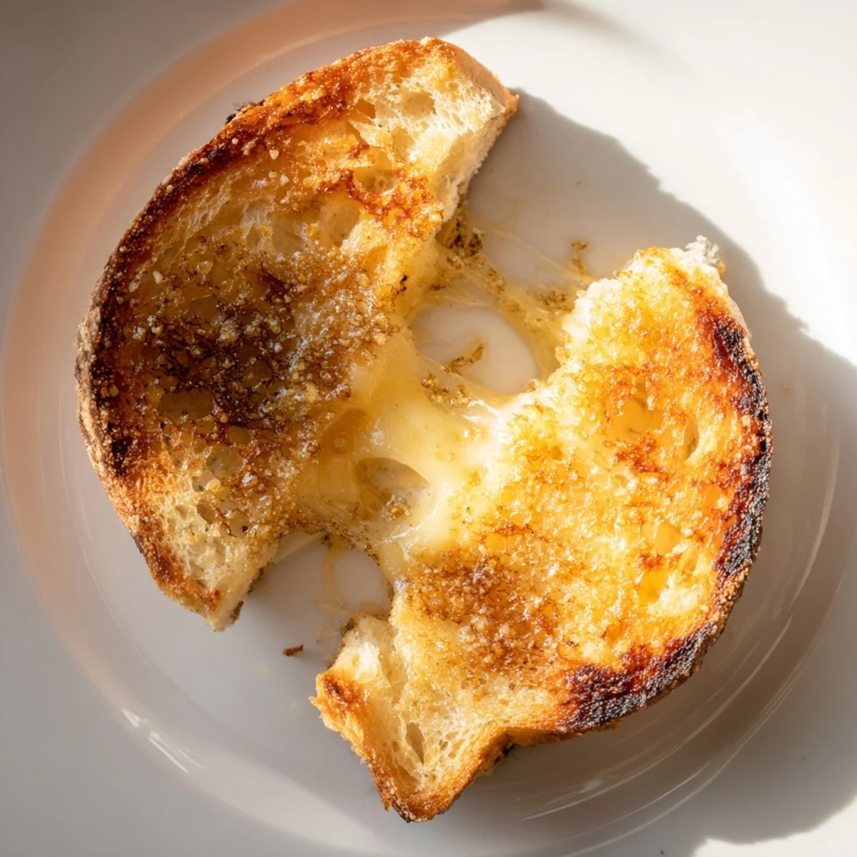 Golden-brown Truffle Grilled Cheese sandwiches sizzling in a pan, with melted Gruyère oozing from crispy sourdough slices.  