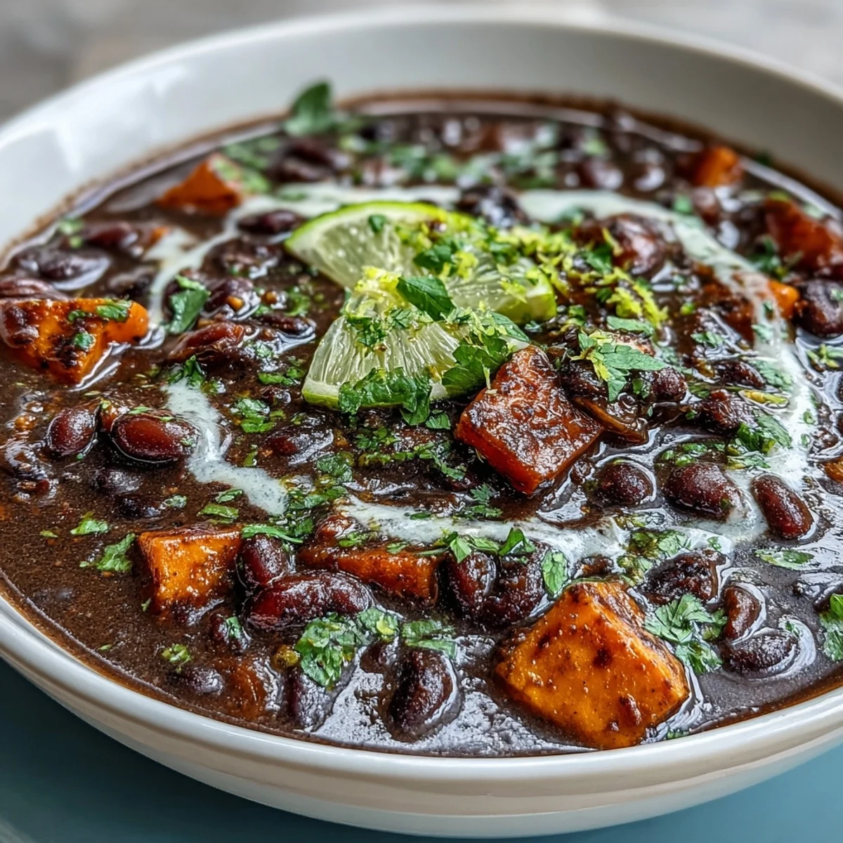 Hearty Black Bean and Sweet Potato Soup