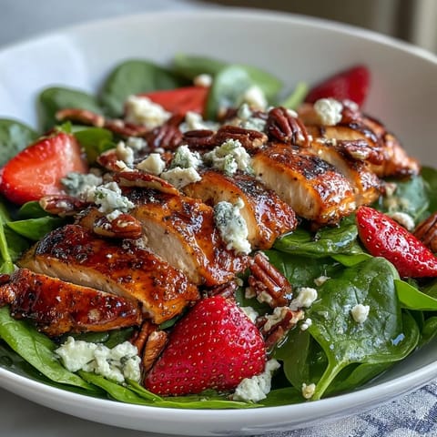 Grilled Chicken Strawberry Spinach Salad