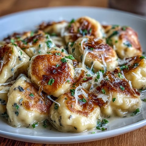 Luxurious potato gnocchi gently tossed in aromatic black truffle butter, garnished with delicate Parmesan curls.  