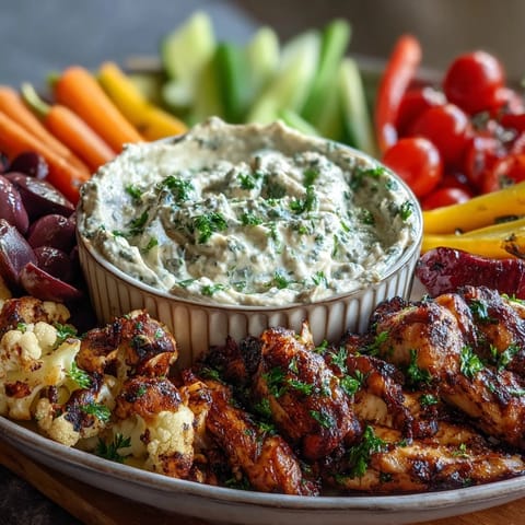 Colorful vegetable platter arranged in fun chicken shapes with creamy ranch hummus for a playful, kid-friendly appetizer.