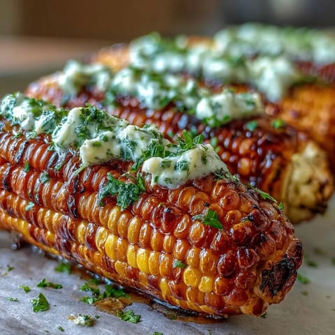 Grilled BBQ corn in foil with herb butter, golden and juicy, wrapped in foil for a tender, smoky summer side.