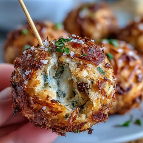 Golden olive cheese balls baked to perfection, each stuffed with a juicy green olive and served on skewers for easy party snacking.