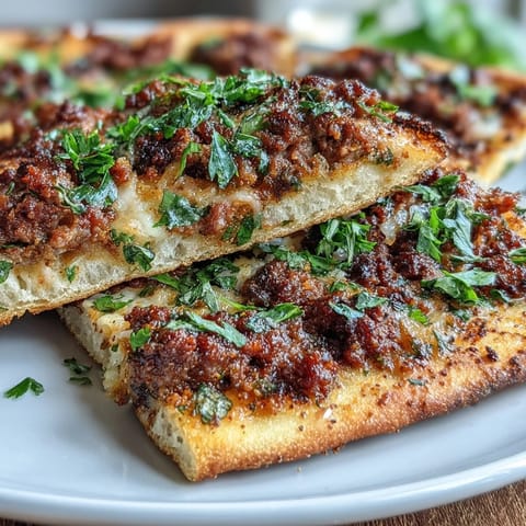 Crispy Turkish Lahmacun Pizza with savory lamb and sumac, ready to serve.