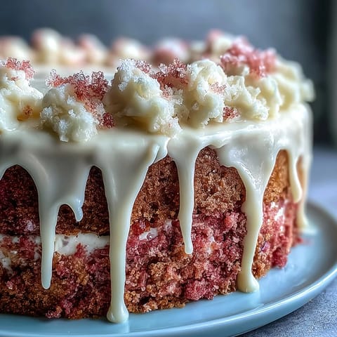 Luscious Rosé Velvet Cake with luscious frosting and shimmering edible gold accents.