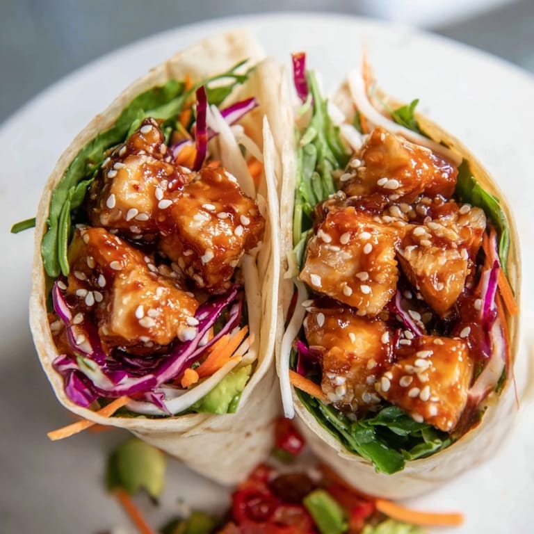 View of a delicious Poppy-Inspired Chicken Salad Wrap, with colorful vegetables and creamy dressing, perfect for lunch.