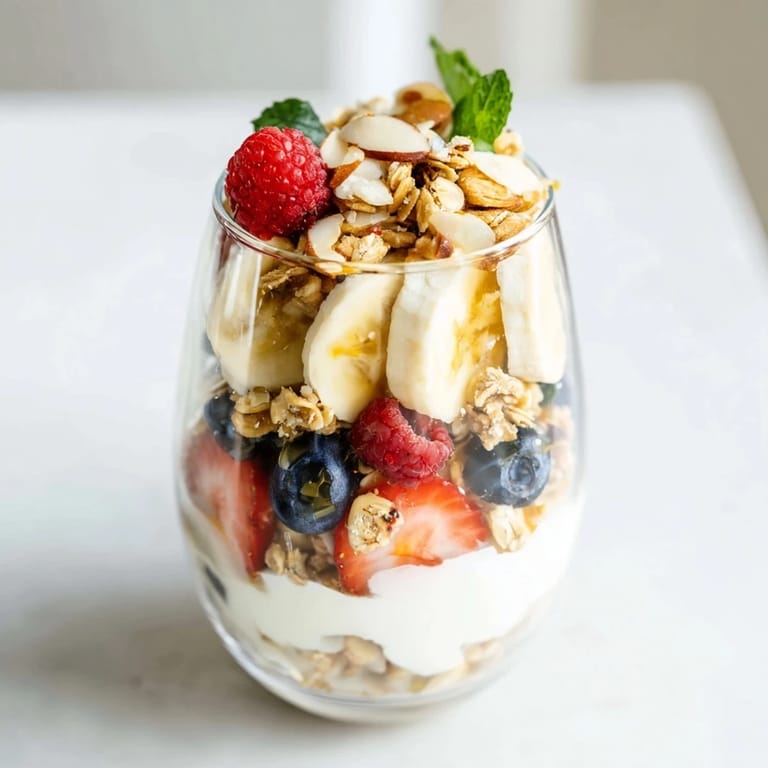 Enjoy a visual feast: these yogurt and granola parfait glasses boast fresh fruit and a sweet, healthy start.