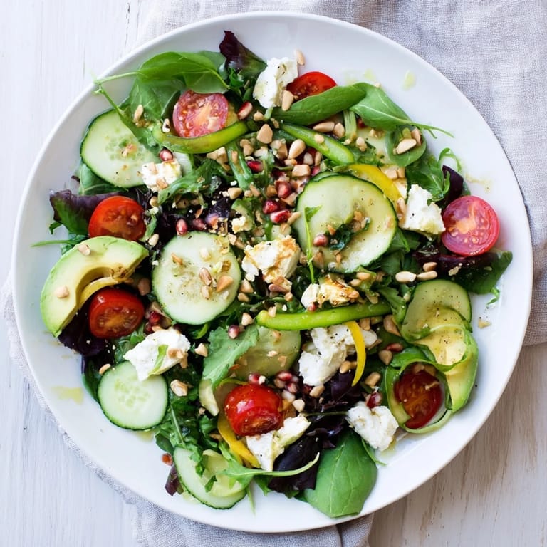 Fresh Golden Ratio Salad with perfectly arranged ingredients for a beautiful and delicious meal.
