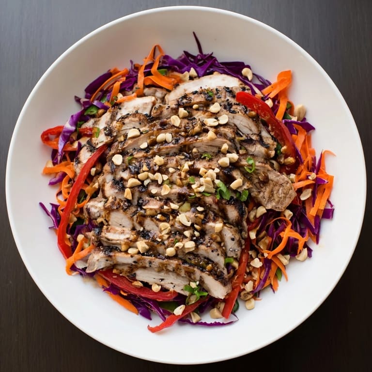Fresh, vibrant Carrot Ribbon and Chicken Slaw showcasing ribbons of carrot and juicy chicken for a light meal.