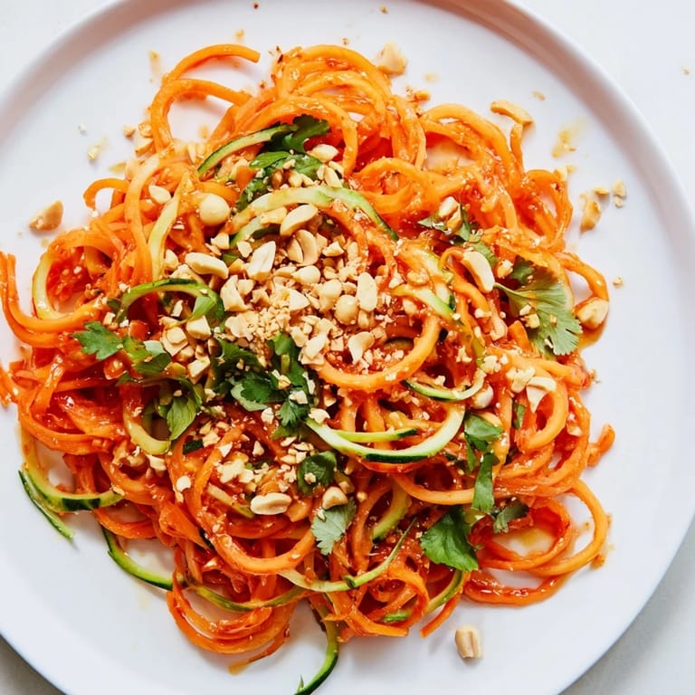 Freshly tossed Spicy Cucumber Noodle Bowl features colorful veggies and a rich, aromatic sauce, ready to eat.