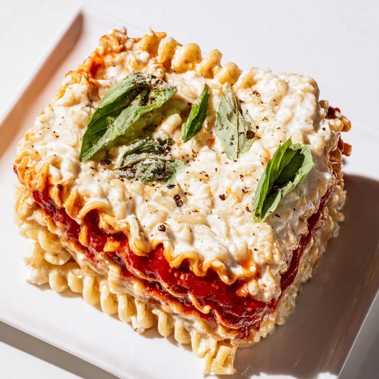 Enjoy delicious and easy Ramen Lasagna, a layered casserole with rich sauce and gooey mozzarella.