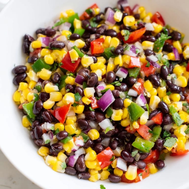 Close-up of fresh and flavorful Cowboy Caviar Salad served as a light and healthy meal.