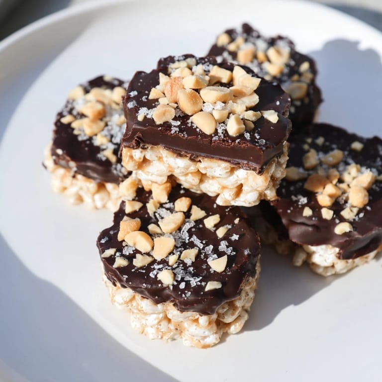 Indulge in these easy homemade peanut butter chocolate rice cakes with a delightful crunchy and creamy sensation.
