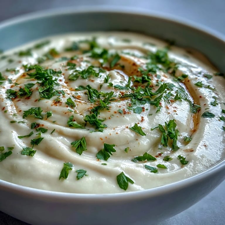 Smooth, savory White Bean and Parmesan Soup with a drizzle of olive oil, ideal for gluten-free diets.