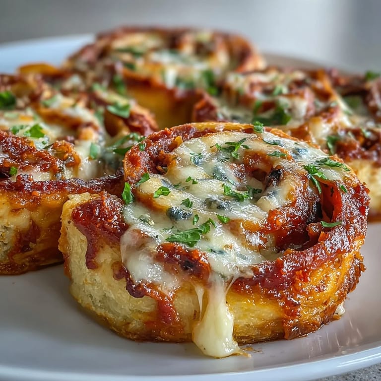 Sliced Tortilla Pizza Rolls reveal a spiral of zesty tomato sauce, black olives, and gooey cheese pull.