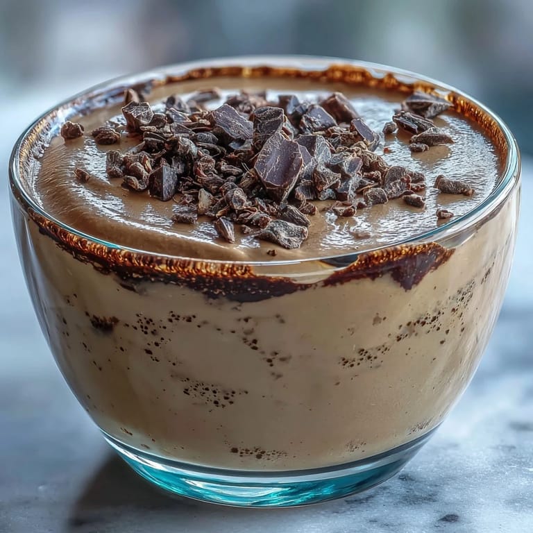 Velvety Hojicha Mousse with a roasted aroma, served chilled in a ramekin for a delicate Japanese treat.