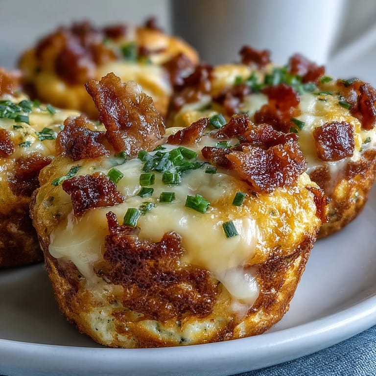Freshly baked Ranch & Cheddar Egg Muffin Cups, dusted with black pepper and packed with fluffy eggs, bacon, and cheese, ready to be enjoyed warm straight from the oven.