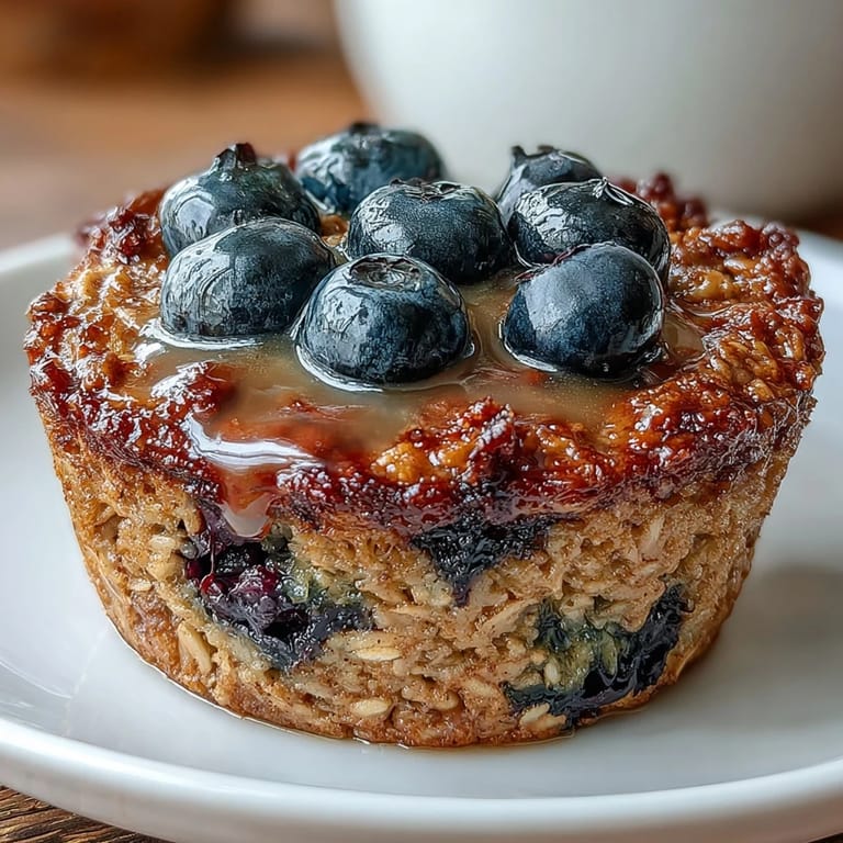 Wholesome one-bowl oatmeal cups with fresh lemon zest and plump blueberries for a nourishing breakfast.  