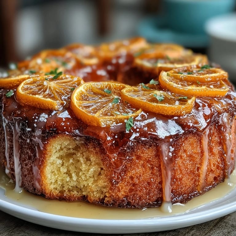 Fragrant olive oil cake with homemade candied oranges, finished with a bright citrus glaze for a Mediterranean-inspired treat.