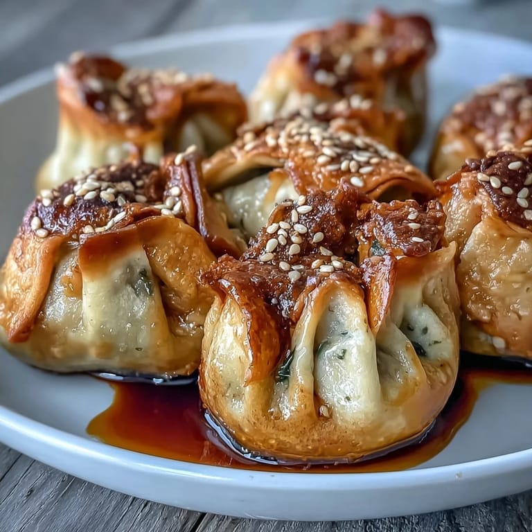 Asian-inspired chicken dumplings air fried to crunchy perfection, served with savory sesame soy dipping sauce.  