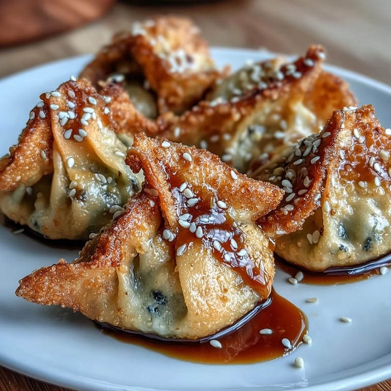 Delicious chicken dumplings cooked in the air fryer until crispy, paired with a tangy sesame soy sauce.