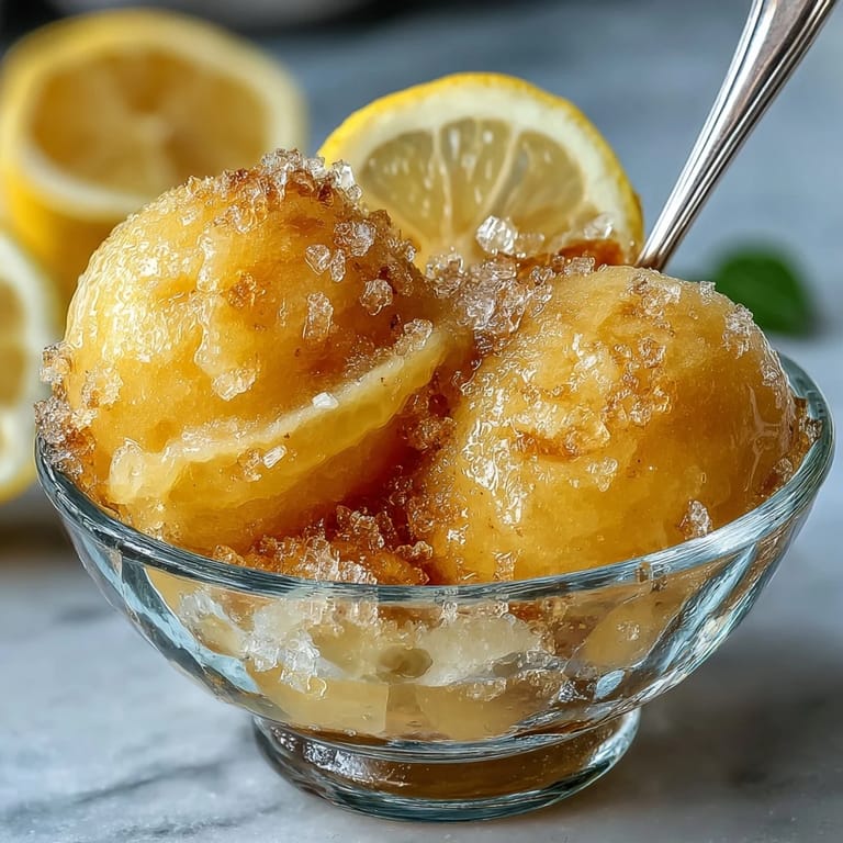Creamy, tangy limoncello sorbet with a delicate balance of sweetness and citrus zest, ideal for warm-weather entertaining.