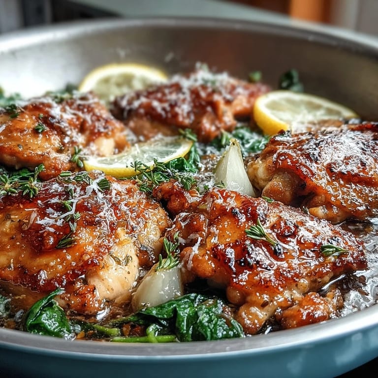 Golden chicken and orzo pasta simmered in lemon-garlic broth, finished with fresh spinach for a vibrant spring meal.  