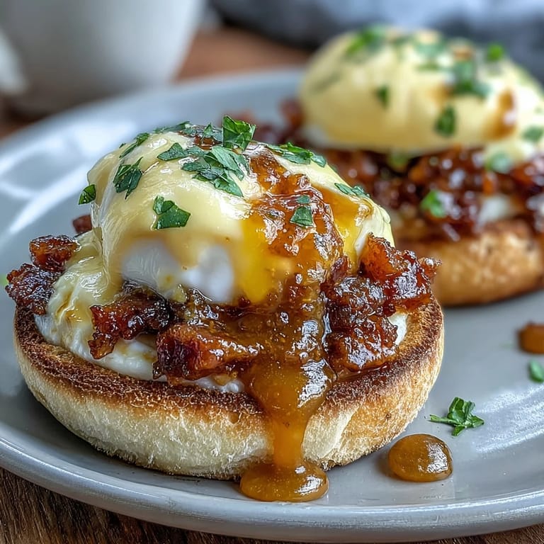 Golden hollandaise cascades over perfectly poached eggs and seared Canadian bacon, making this Eggs Benedict a brunch table showstopper.