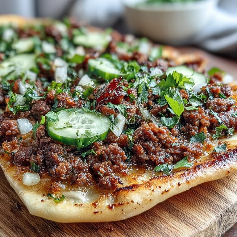 Deliciously thin Turkish Lahmacun Pizza, perfect for a light, flavorful meal.