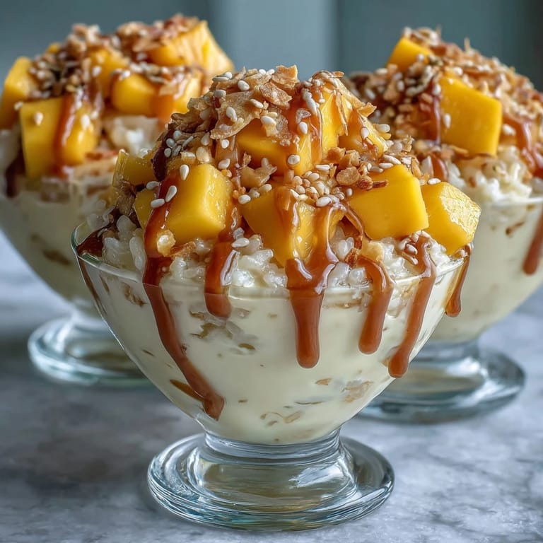 Thai dessert perfection: vibrant mango atop creamy coconut sticky rice.